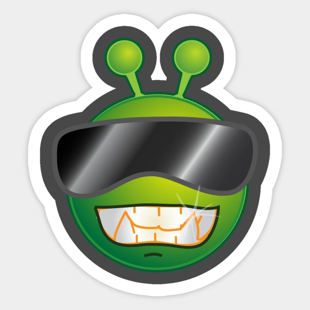 Funny Alien Monster ET Extraterrestrial Martian Green Man Emoji for Women, Men and Kids 2 Sticker by PatrioTEEism